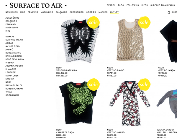 Promoção no site brasileiro da Surface to Air