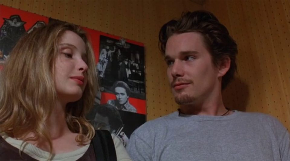 Céline (Julie Delpie) e Jesse (Ethan Hawke)  em cena  de Antes do Amanhecer (1995),  de Richard Linklater